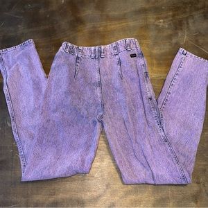 90’s 80’s Wrangler Jeans Women 27x32 Pink Purple Hi Waist Acid Bareback Western